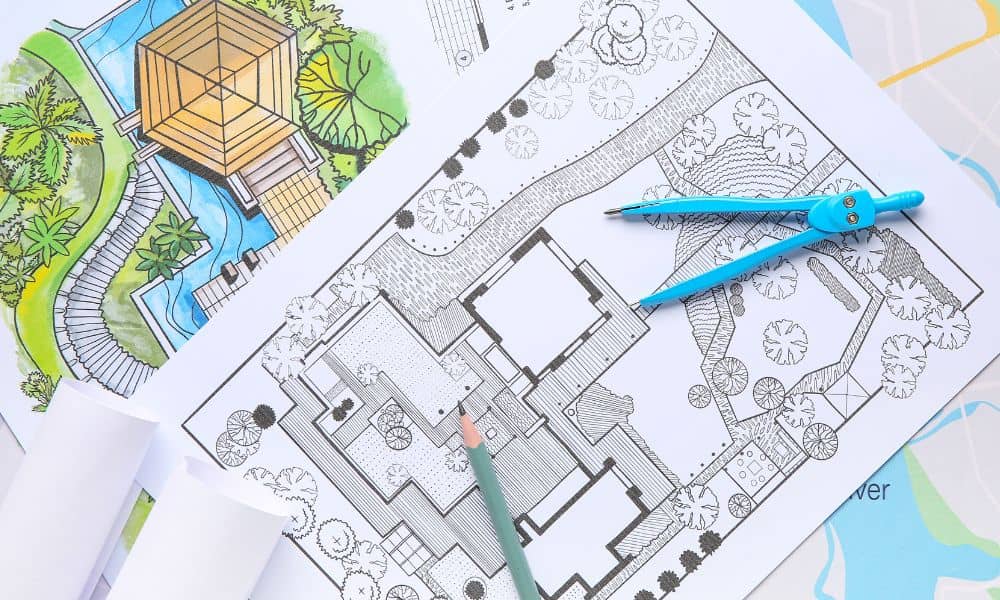 Land use planning drawing showing how boundary surveys define property lines during zoning updates
