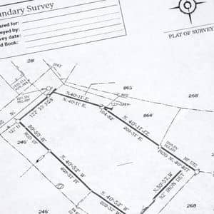 Official survey plat document showing how boundary surveys define legal property lines for planning review