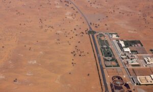 Aerial view of desert land development showing how drone mapping helps planners understand terrain and growth patterns
