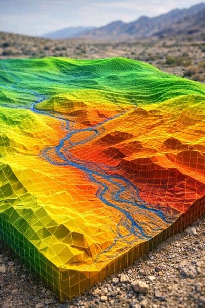 Terrain elevation lidar model 3d - ALTA SURVEY Arizona Lidar mapping model showing detailed terrain elevation and surface variations used for site planning and analysis